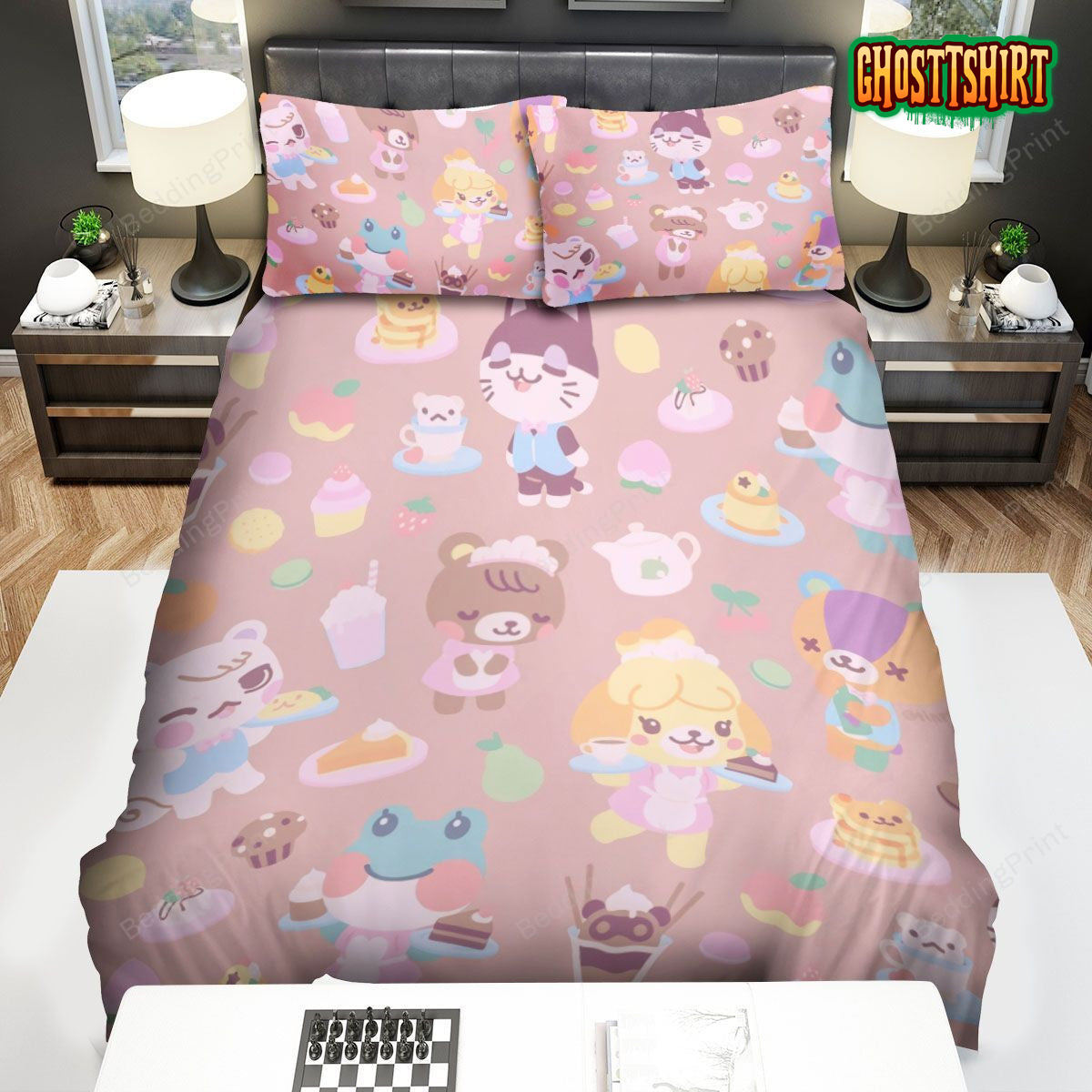 Animal Crossing Dessert Pattern Bed Sheets Duvet Cover Bedding Set