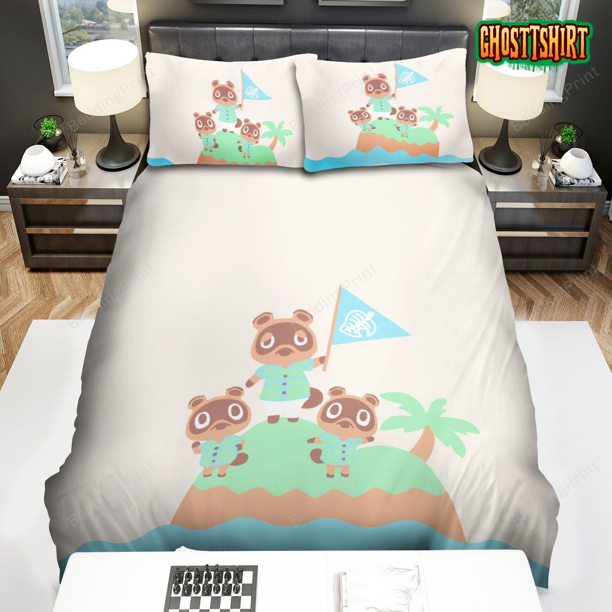 Animal Crossing Tom Nook With Timmy And Tommy On An Island Bed Sheets Duvet Cover Bedding Set