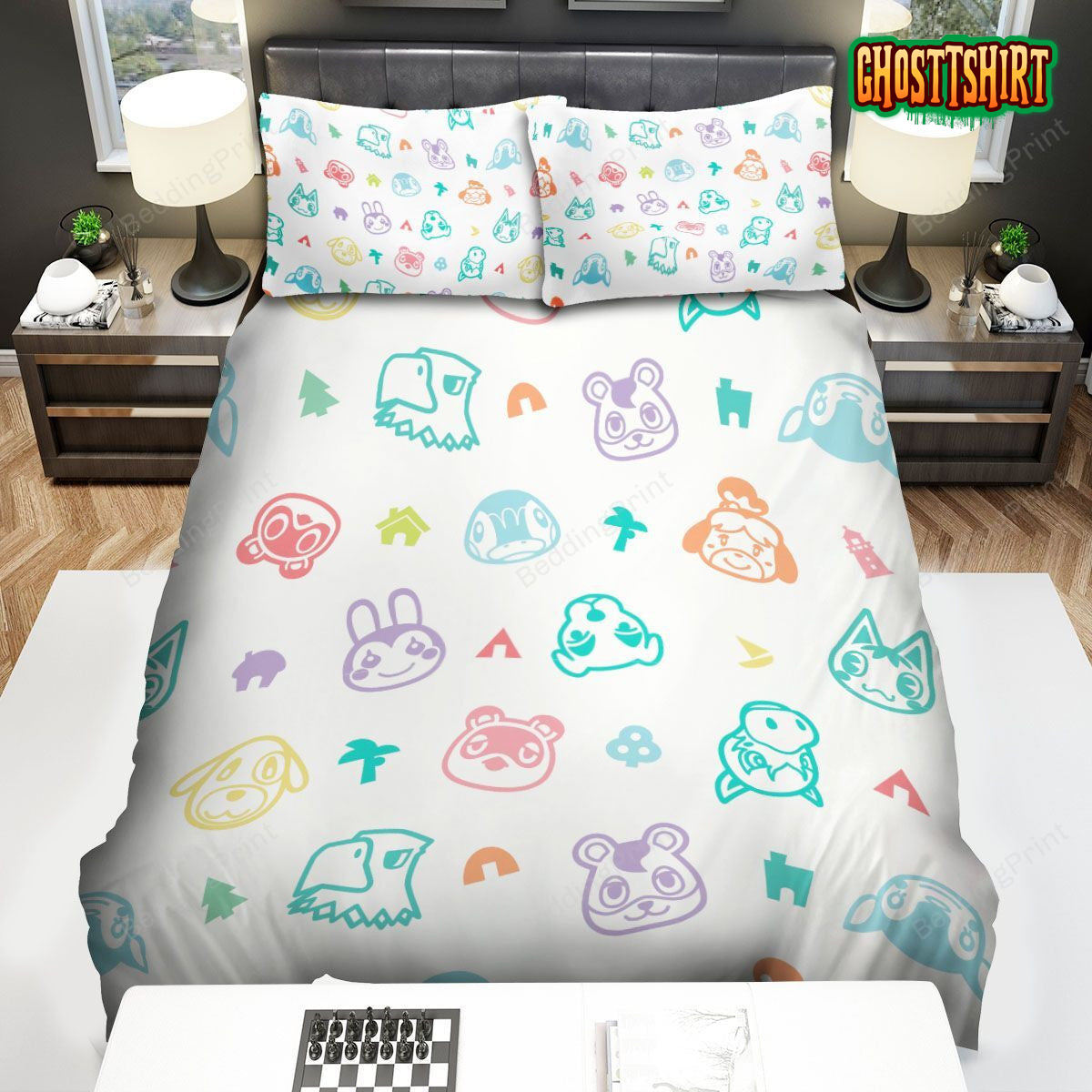 Animal Crossing Villagers Pattern Bed Sheets Duvet Cover Bedding Set
