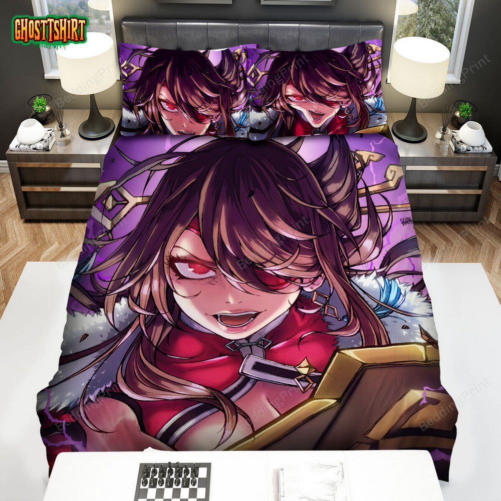 Anime Pirate Captain Lady Portrait Illustration Bed Sheets Spread Duvet Cover Bedding Set