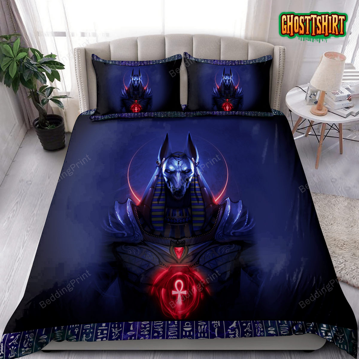 Anubis Blue Ancient Egyptian Mythology Culture Bedding Set