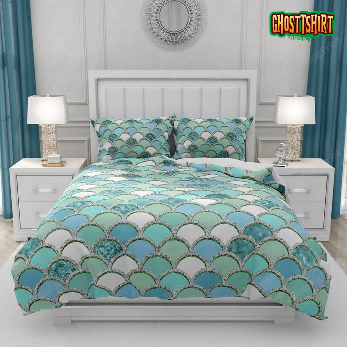 Aqua Mermaid Bed Sheets Duvet Cover Bedding Set
