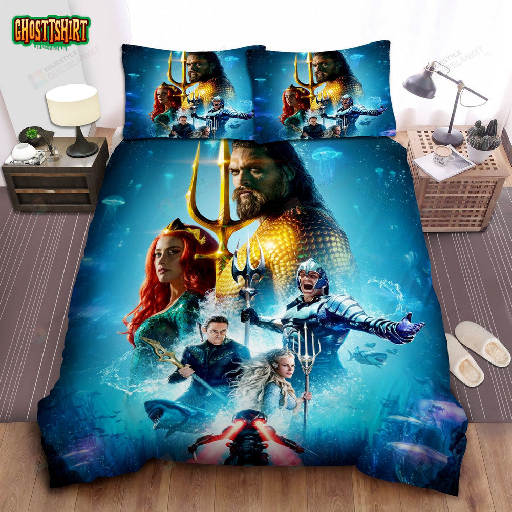 Aquaman 2 Movie Poster Bed Sheets Spread Comforter Duvet Cover Bedding Set