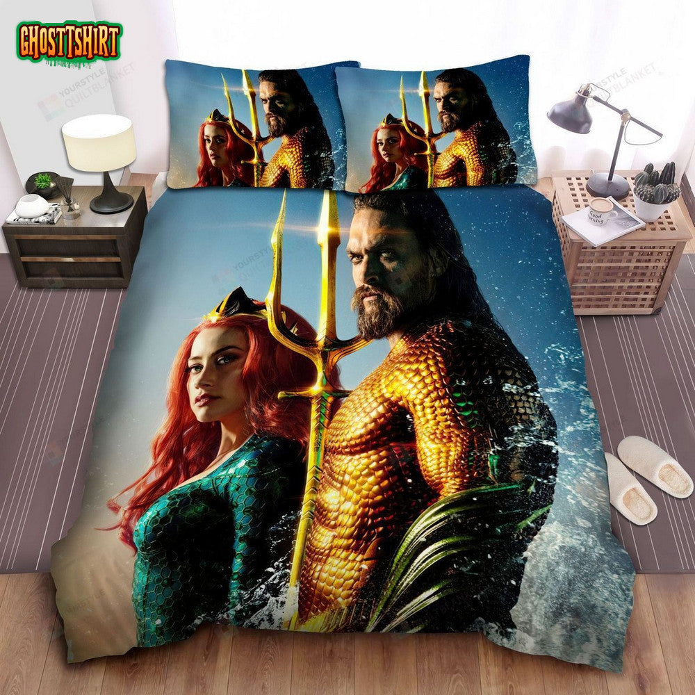 Aquaman & Mera In 2018 Movie Bed Sheets Spread Comforter Duvet Cover Bedding Set
