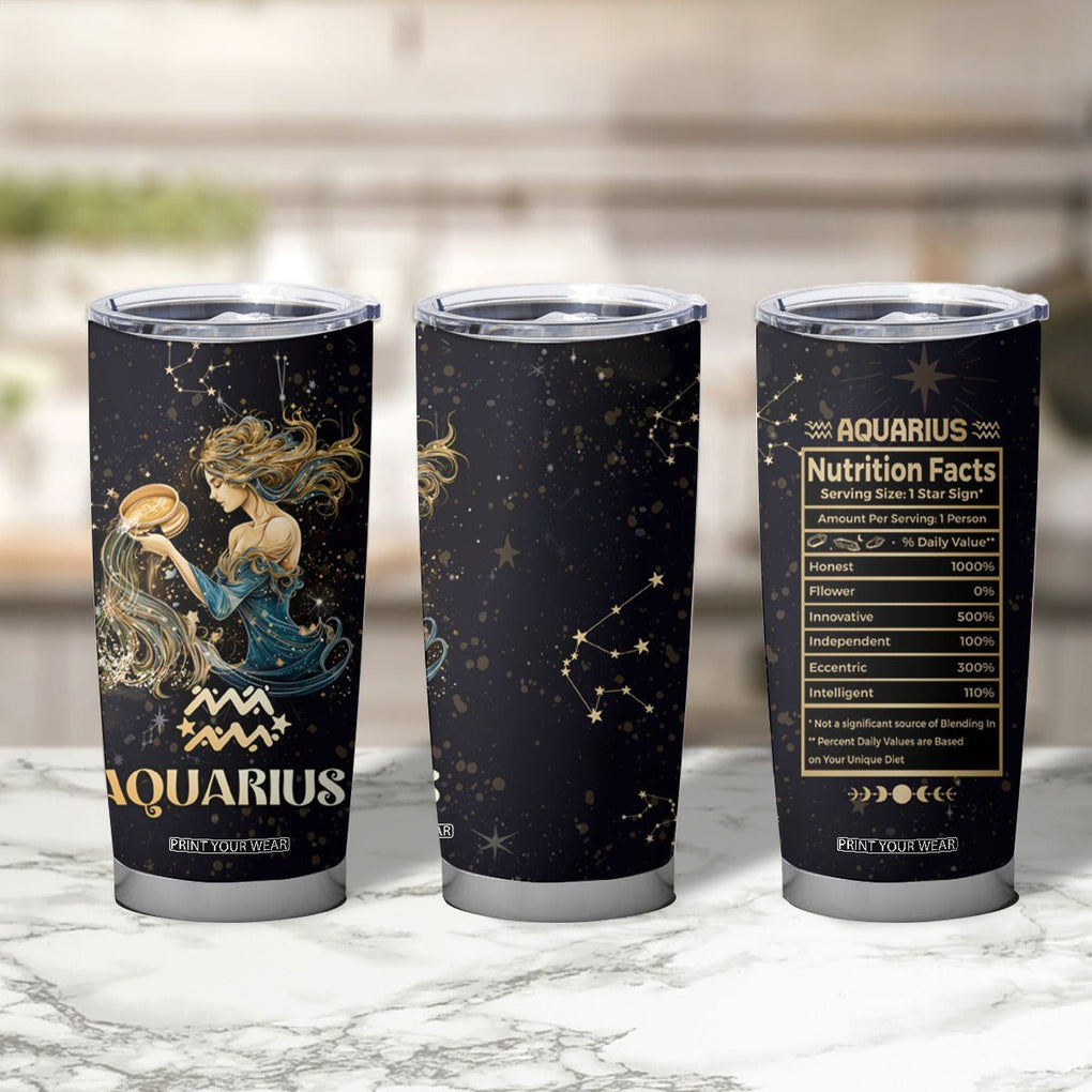 Aquarius Zodiac Tumbler Cup Celestial Constellation Astrology Horoscope Galaxy TB02