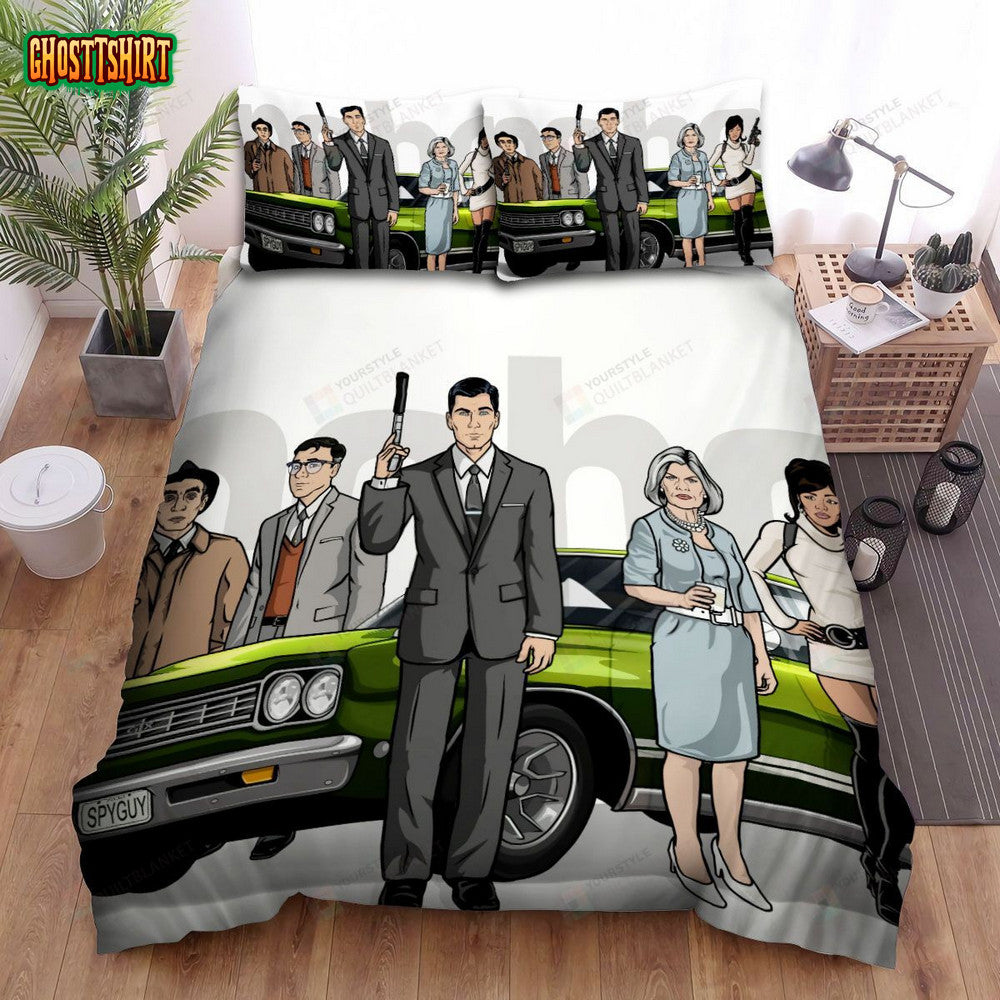 Archer Main Characters And The Car Bed Sheets Spread Duvet Cover Bedding Set