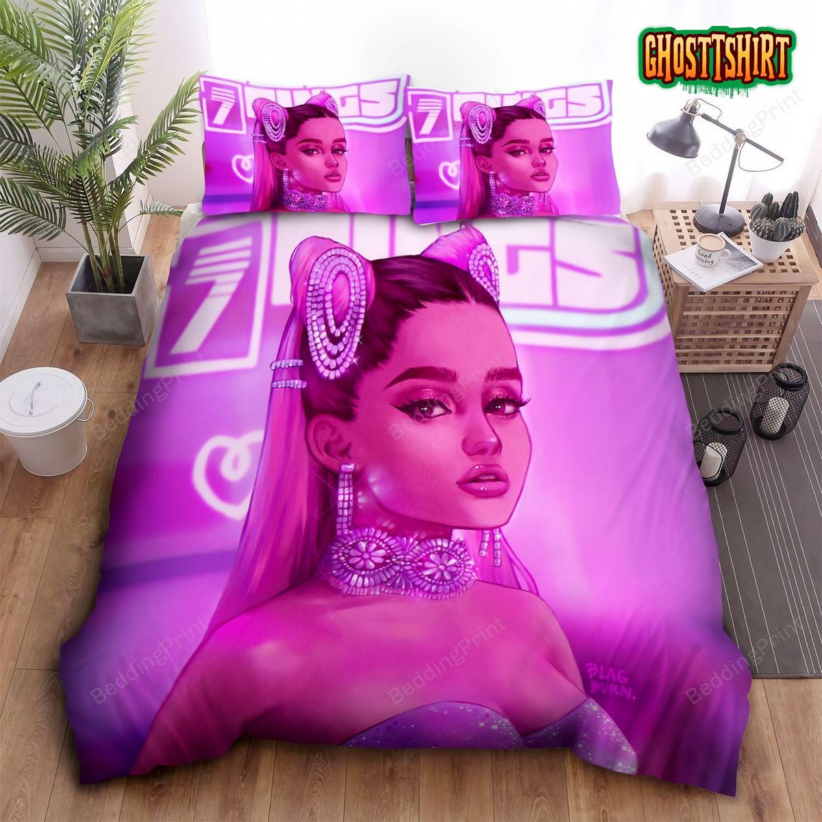 Ariana Grande 7 Rings Art Bed Sheets Duvet Cover Bedding Set