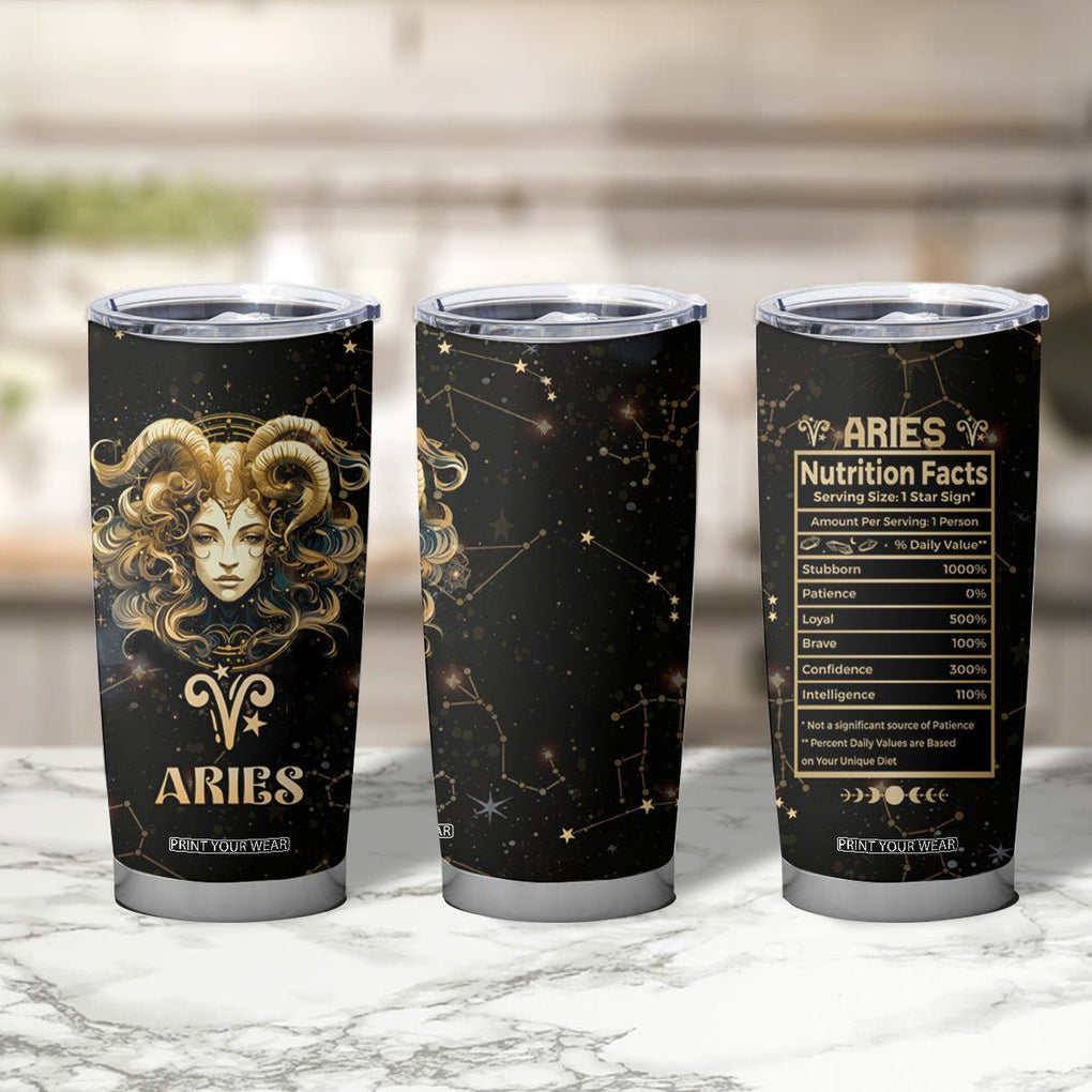 Aries Zodiac Tumbler Cup Celestial Constellation Astrology Horoscope Galaxy TB02