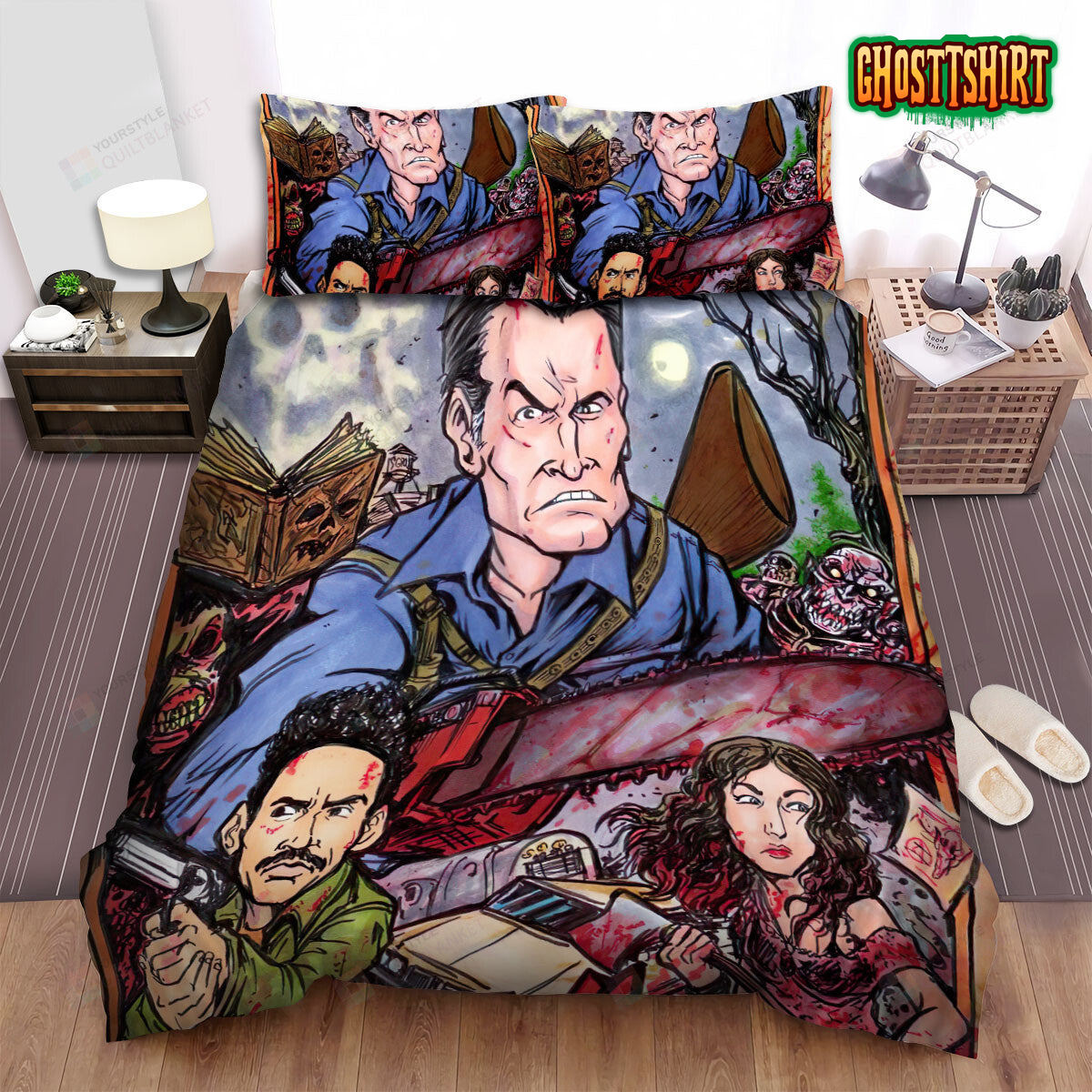 Ash Vs Evil Dead Movie Illustration 6 Bed Sheets Duvet Cover Bedding Set