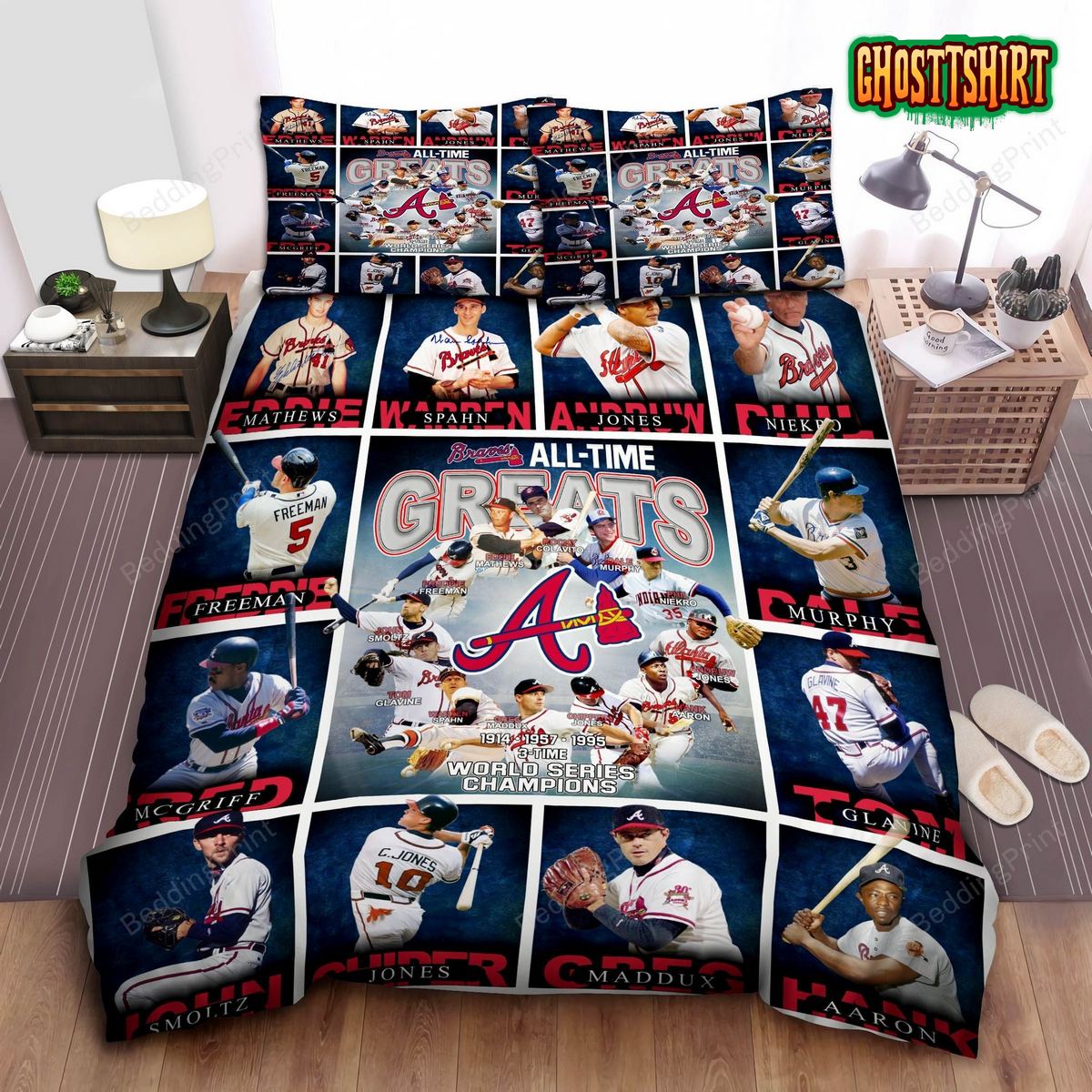 Atlanta Braves All-Time Greats Bedding Set