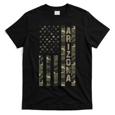 Arizona United States Distressed Camo W Us Flag T-Shirt