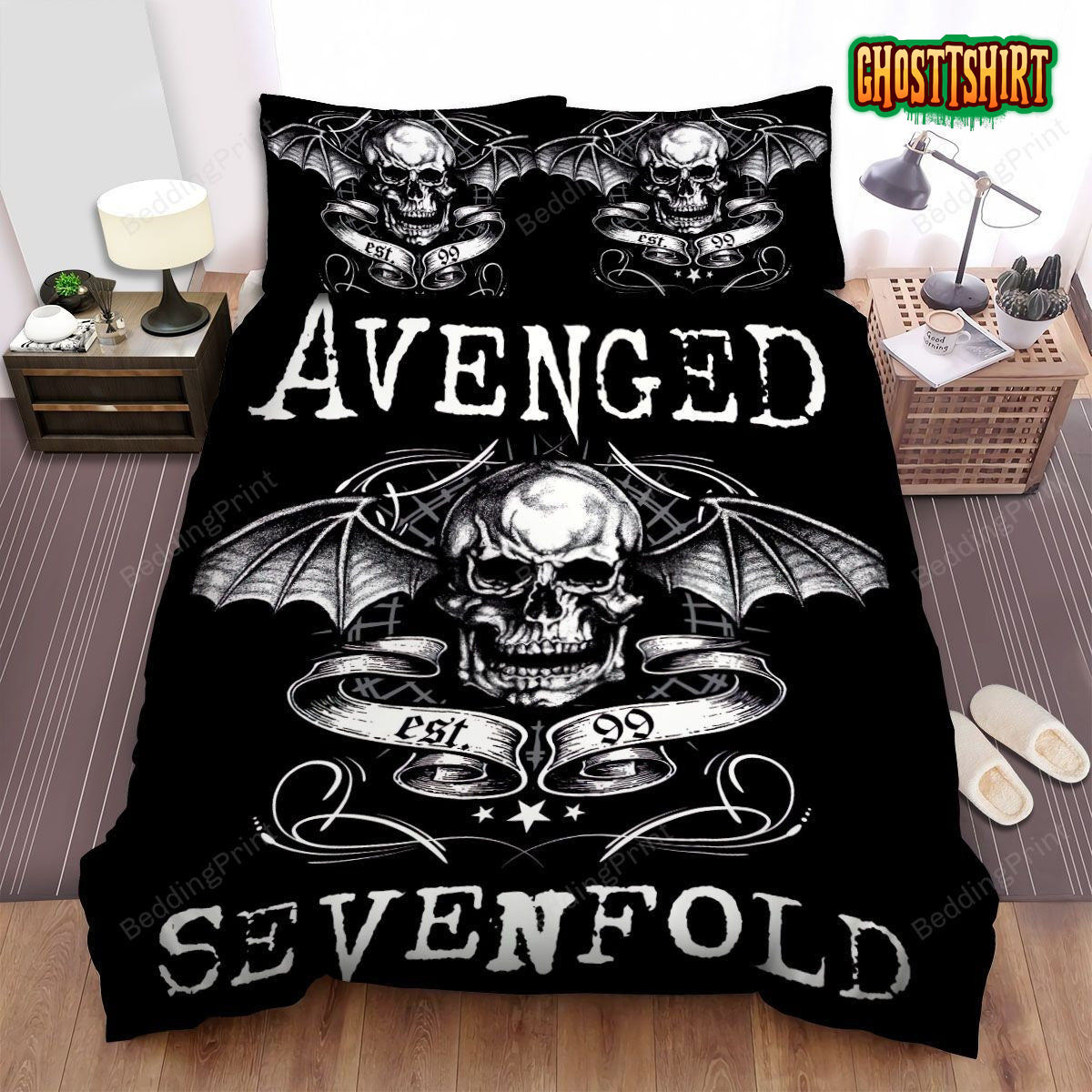 Avenged Sevenfold Skull Symbol Est. 99 Bed Sheets Duvet Cover Bedding Set