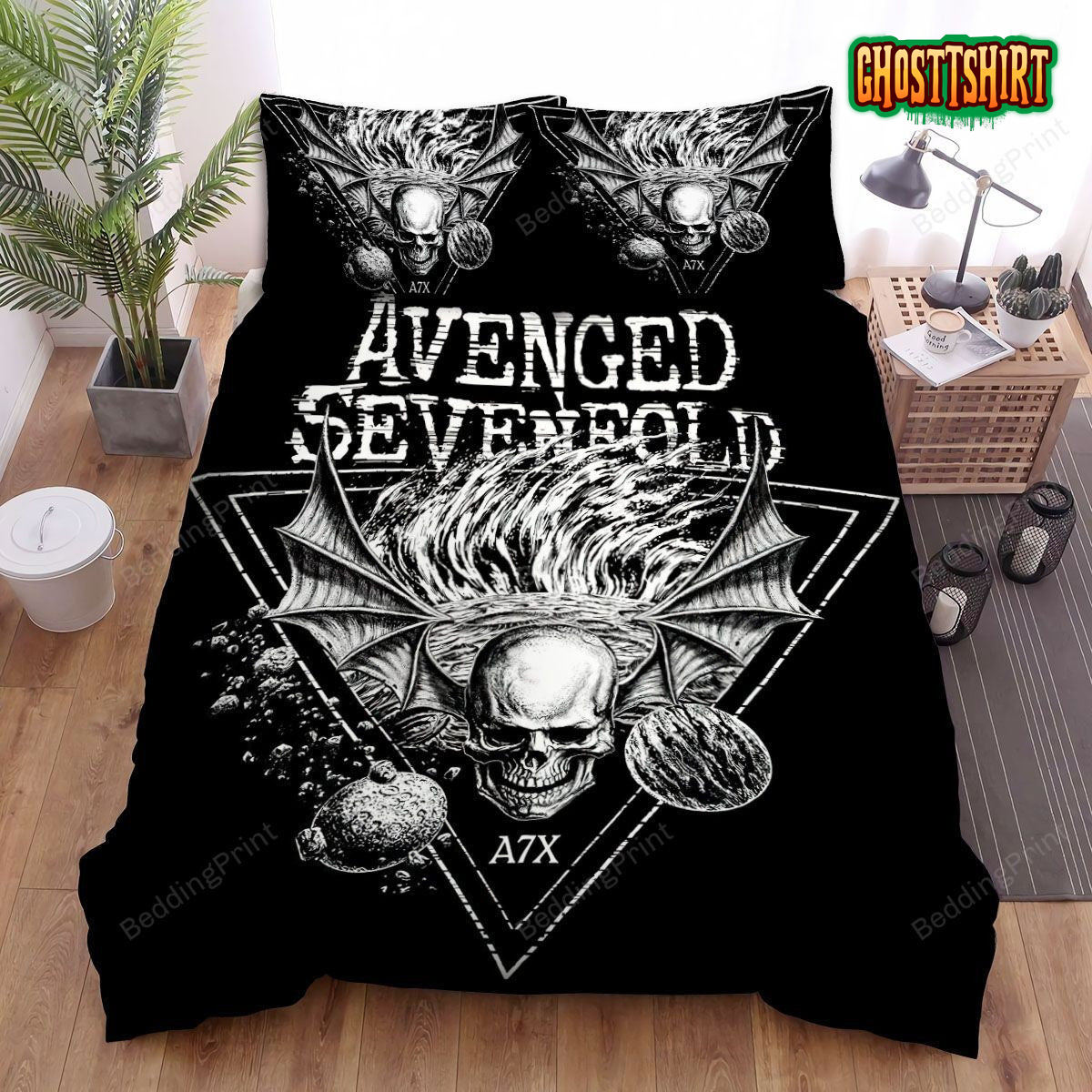 Avenged Sevenfold Skull With The Planets Art Bed Sheets Duvet Cover Bedding Set