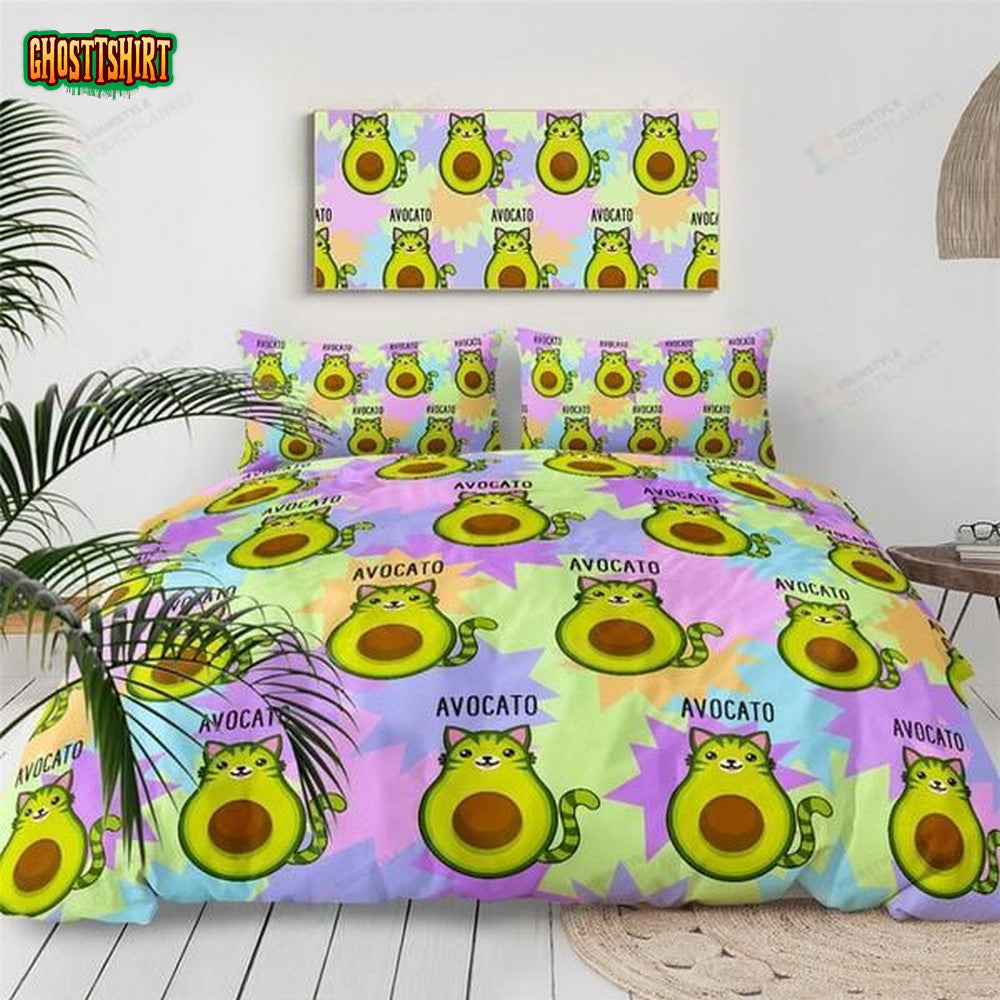 Avocado Cartoon Cotton Bed Sheets Spread Comforter Duvet Cover Bedding Set
