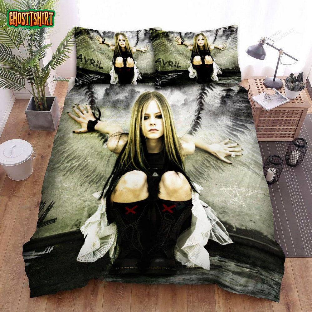 Avril Lavigne With Black Angel Wing Poster Bed Sheets Spread Duvet Cover Bedding Set