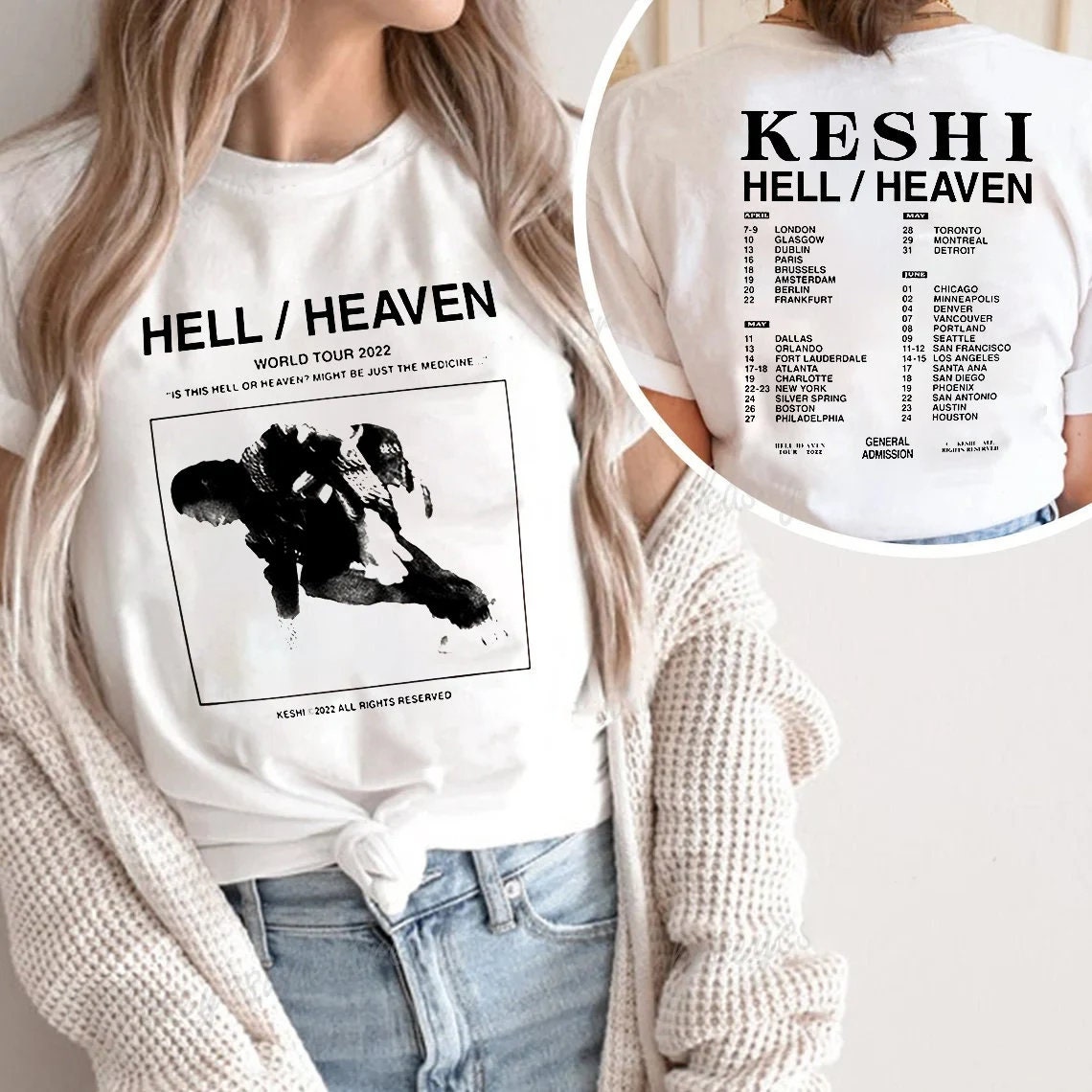 Keshi World Tour 2022 Shirt, Keshi Hell Heaven Tour Sweater, Keshi Hell Heaven World Tour 2022 Shirt, Hell Heaven Tee Sweatshirt