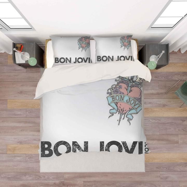 Bon Jovi White Bedding Set V2