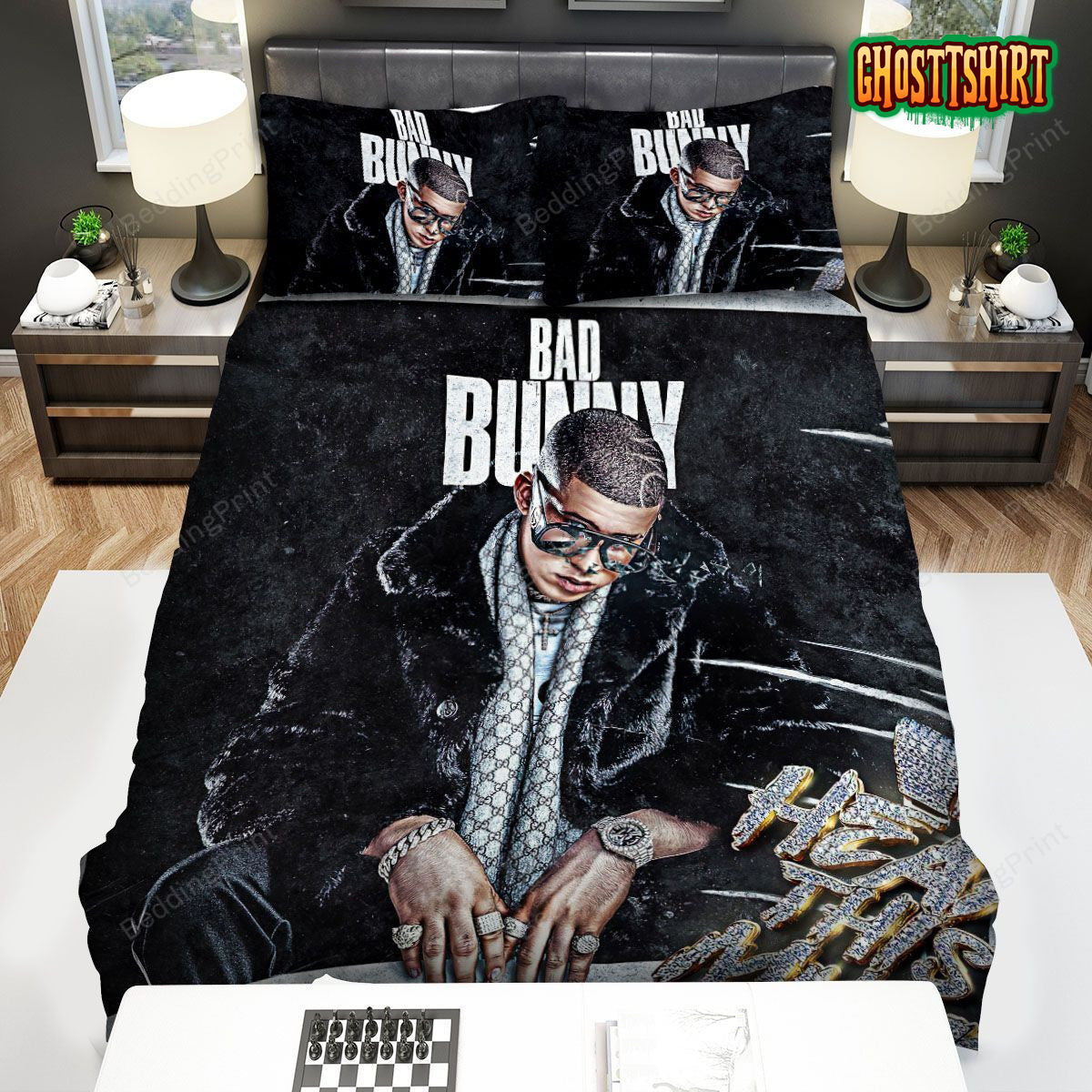 Bad Bunny Hear This Music Bed Sheets Duvet Cover Bedding Set