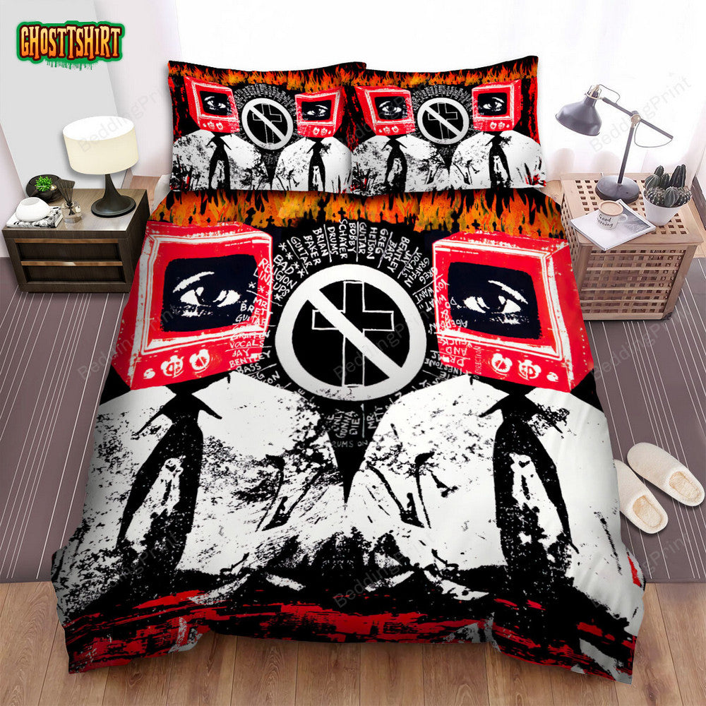 Bad Religion Band Fire Background Art Bed Sheets Duvet Cover Bedding Set