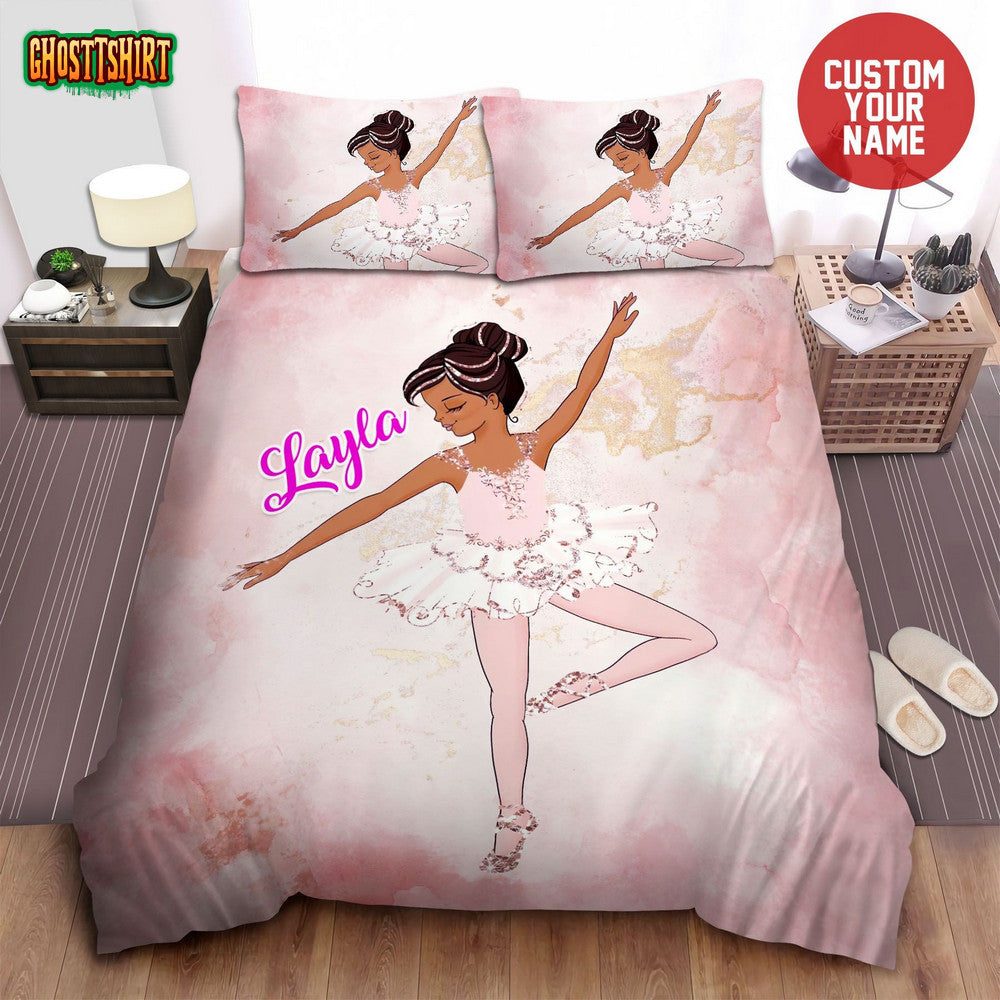 Ballerina Dance Black Little Girl Black Girl Magic Custom Name Duvet Cover Bedding Set