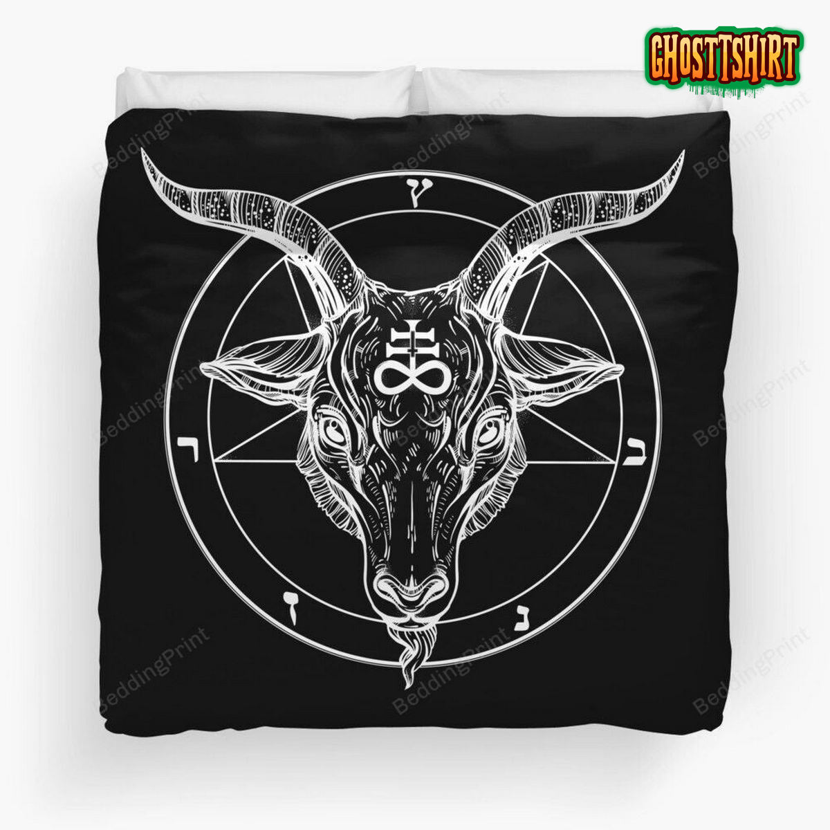 Baphomet Goat Head With Pentagram Occult Symbolism Or Satanist Symbols Duvet Cover Bedding Set