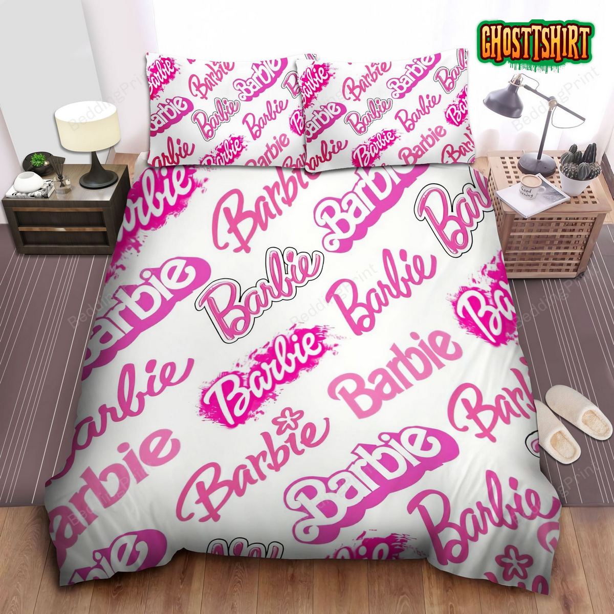 Barbie Bed Pink Letter Sheets Duvet Cover Bedding Set