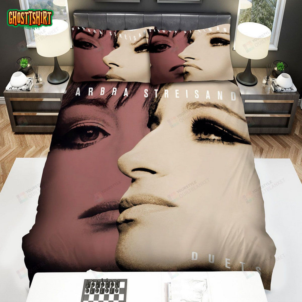 Barbra Streisand Duets Album Cover Bed Sheets Spread Comforter Duvet Cover Bedding Set
