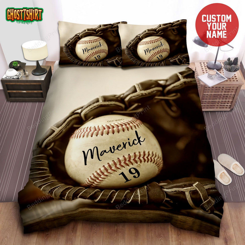 Baseball Ball In Glove Custom Duvet Cover Bedding Set