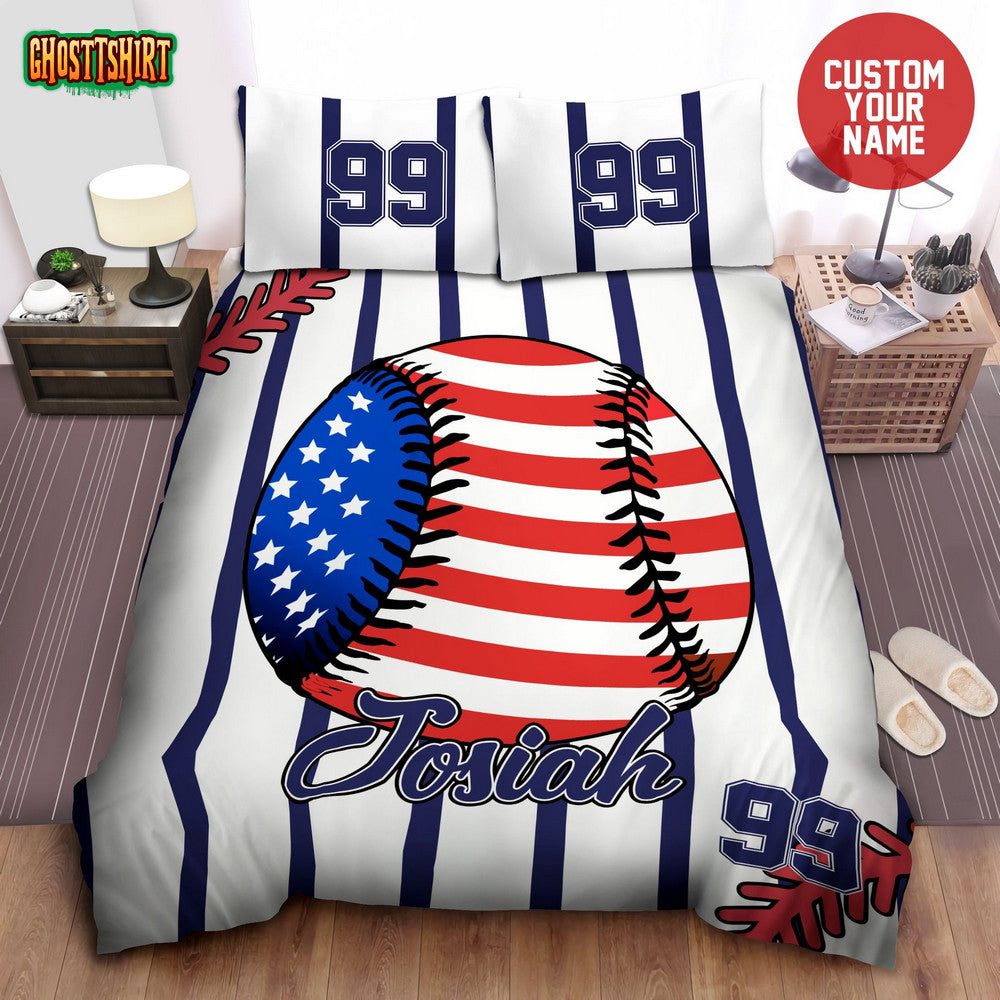 Baseball Flag Custom Duvet Cover Bedding Set