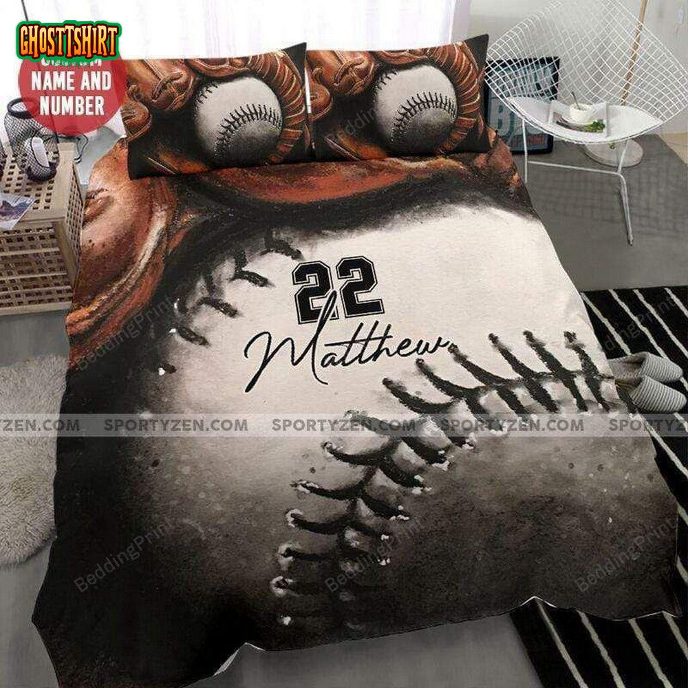 Baseball Glove Ball Custom Duvet Cover Bedding Set