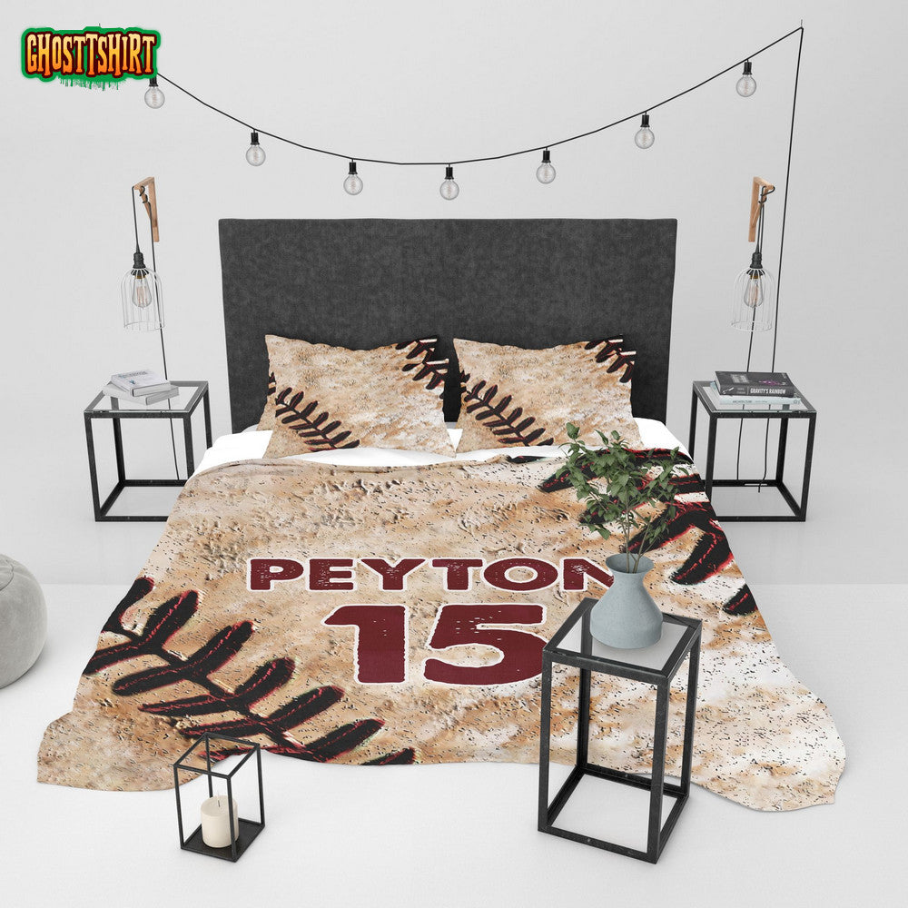 Baseball Personalized Custom Name And Number Duvet Cover Bedding Set