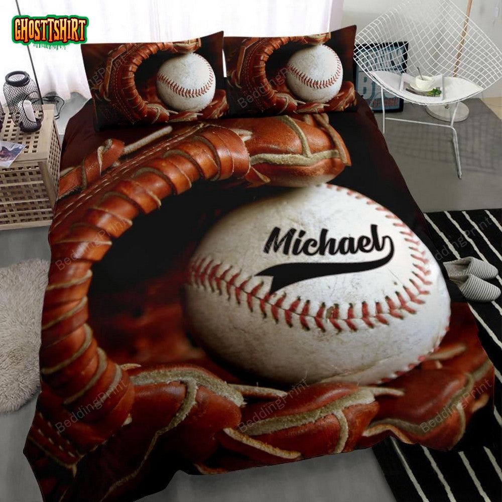 Baseball Stuff Personalized Custom Name Duvet Cover Bedding Set