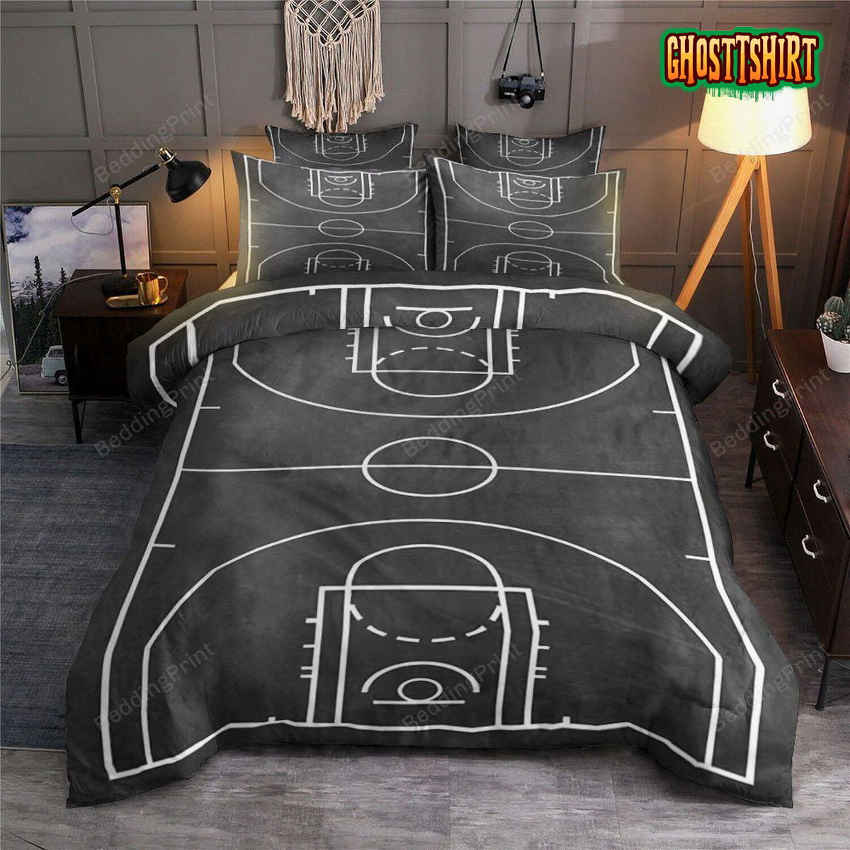 Basketball Court Illustration Bedding Set
