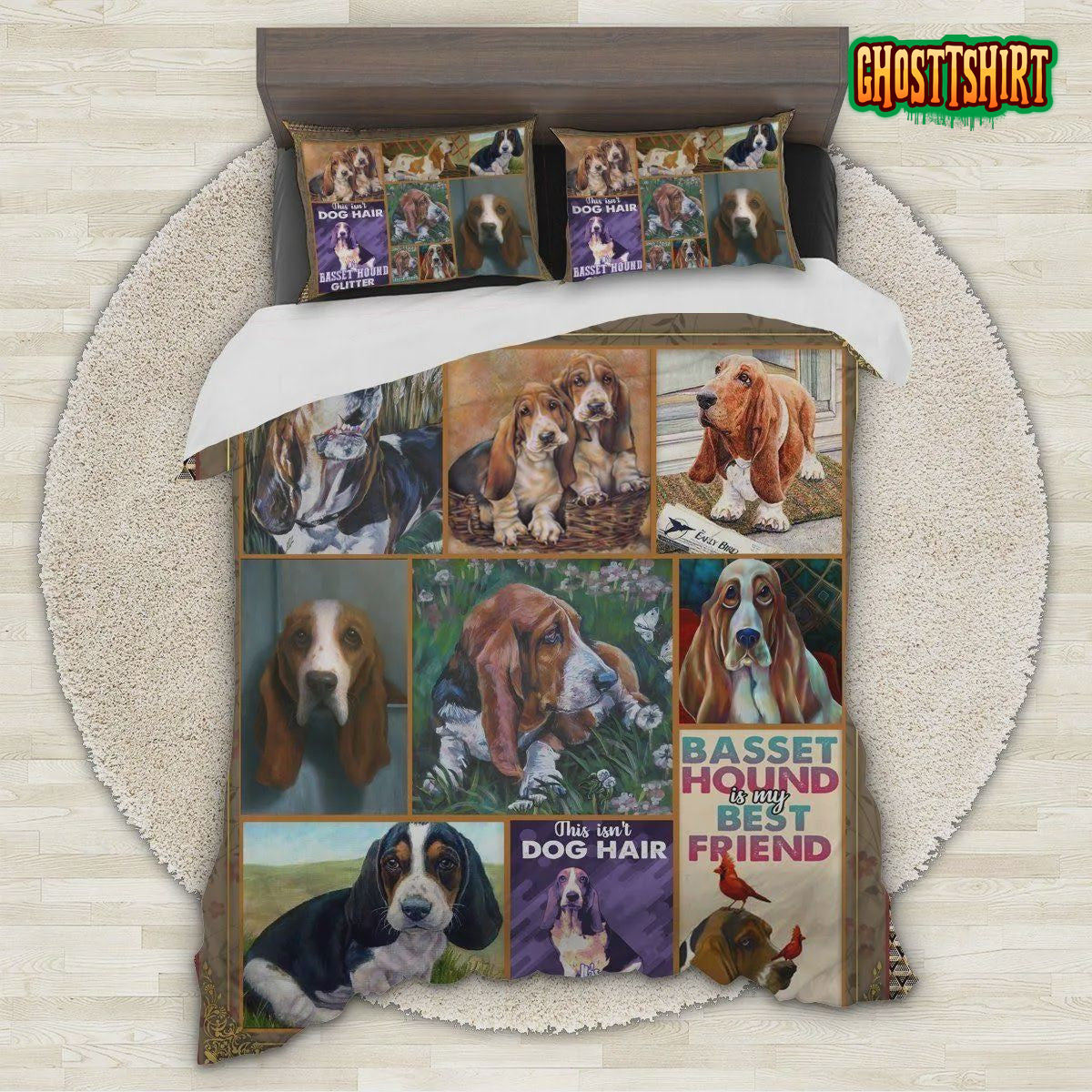 Basset Hound Is My Best Friend Bed Sheets Duvet Cover Bedding Set