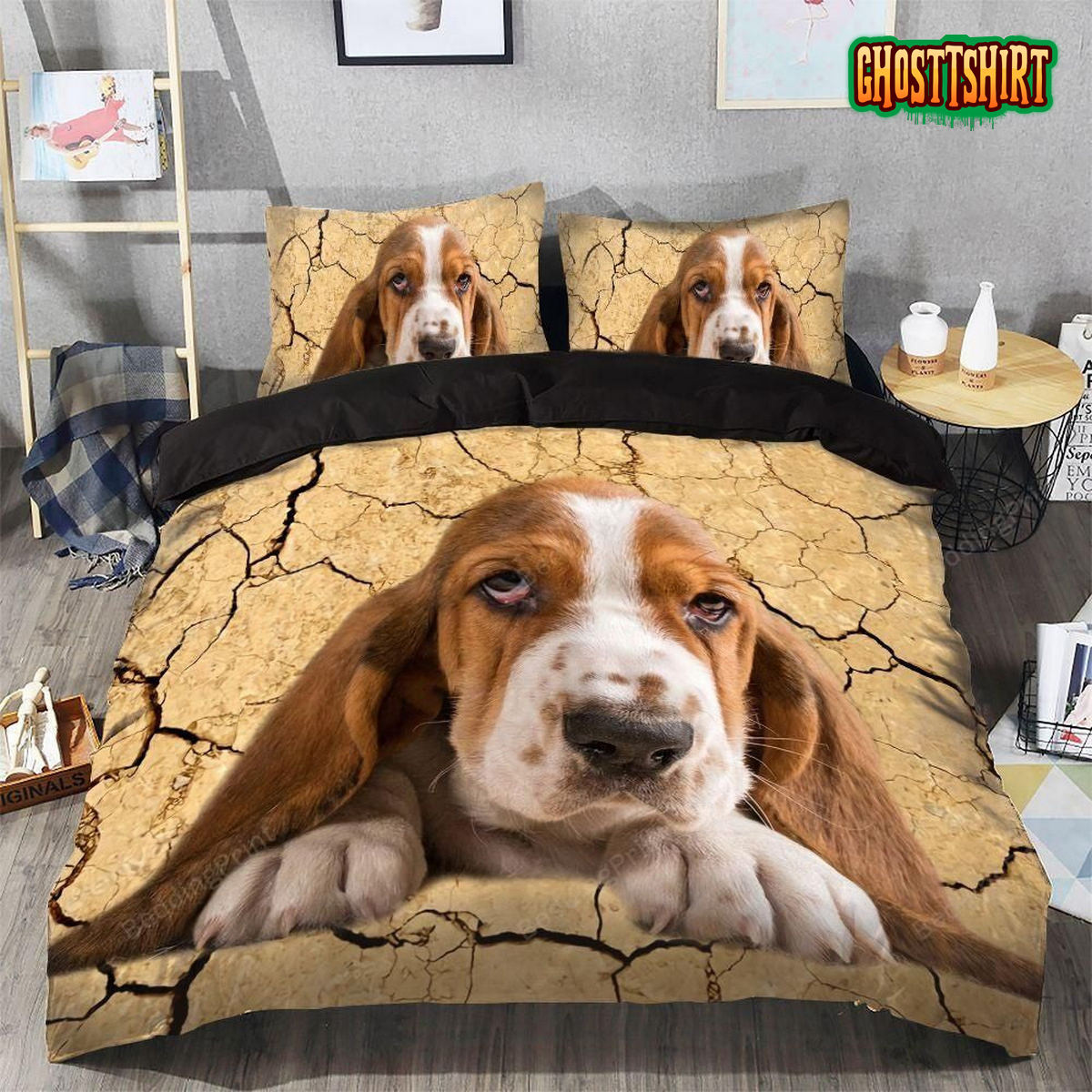 Basset Hound Lying Upset Bedding Set