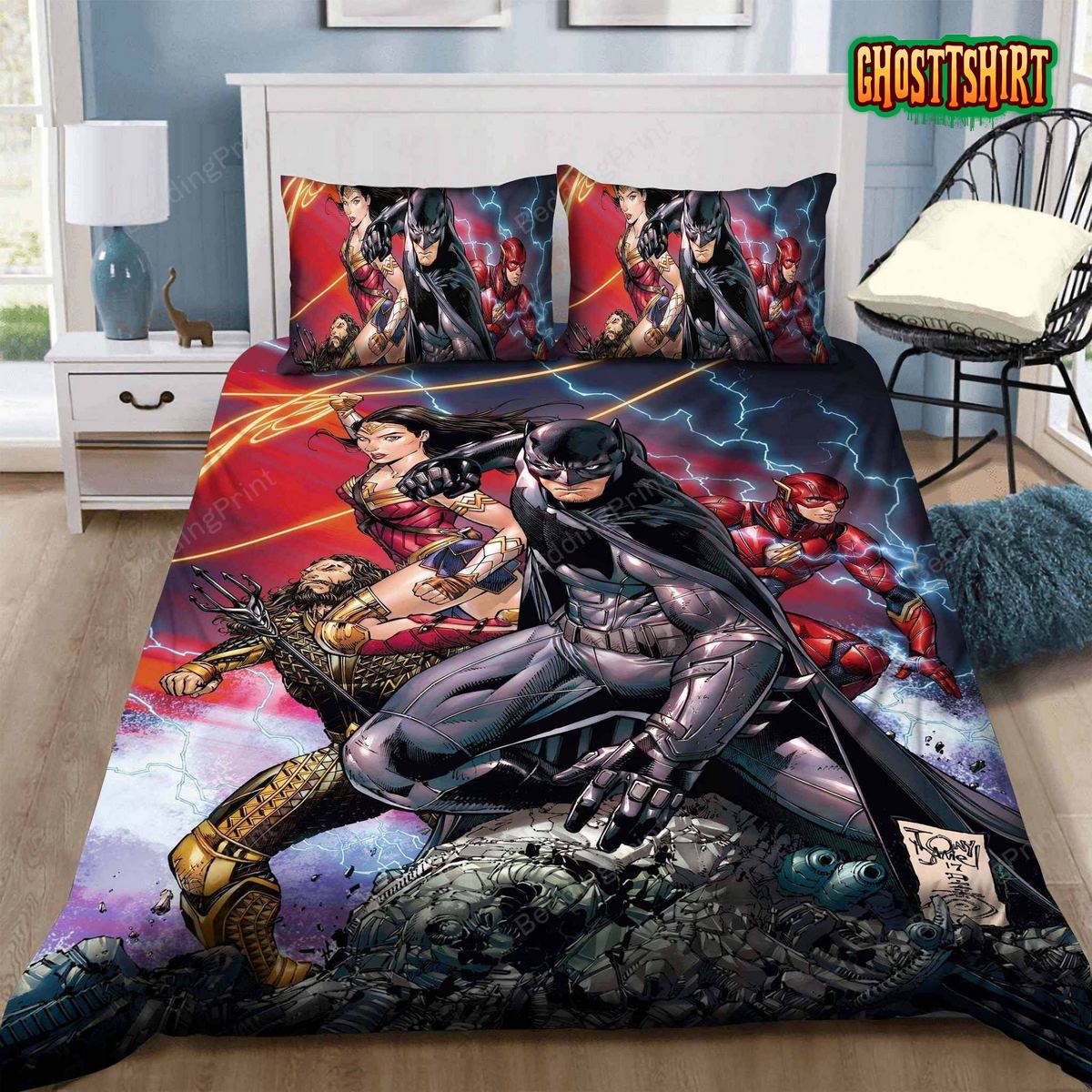 Batman, The Flash, Wonder Woman Bedding Set