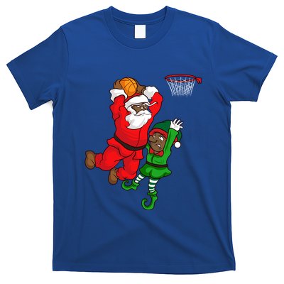 Basketball Black African American Santa Claus Dunk Elf Funny Gift T-Shirt