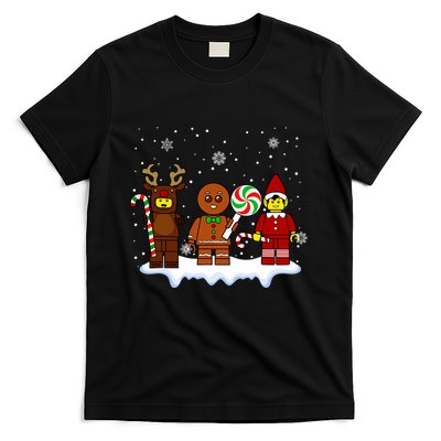 Block Brick Building Figure Christmas Master Builder Kids T-Shirt