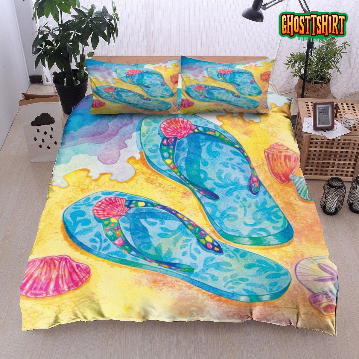 Beach Flip Flops Bed Sheets Duvet Cover Bedding Set