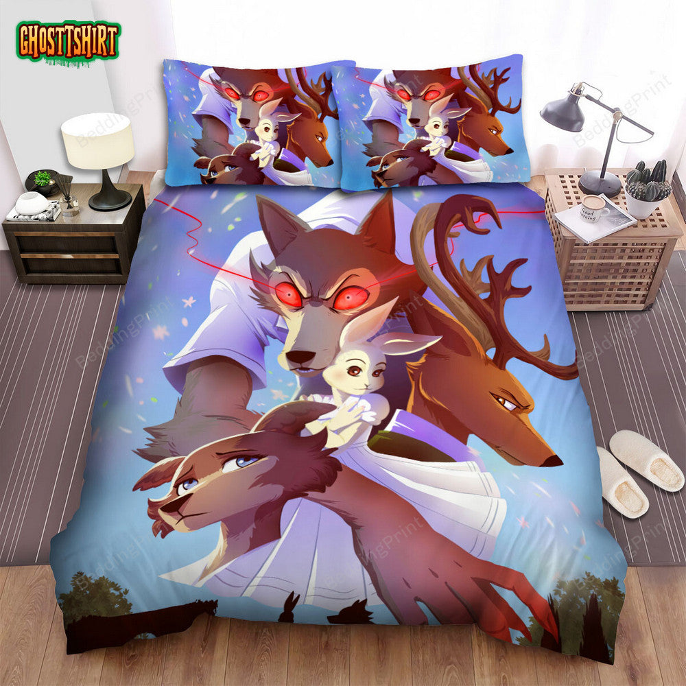 Beastars Main Characters Poster Illustration Bed Sheets Spread Duvet Cover Bedding Set