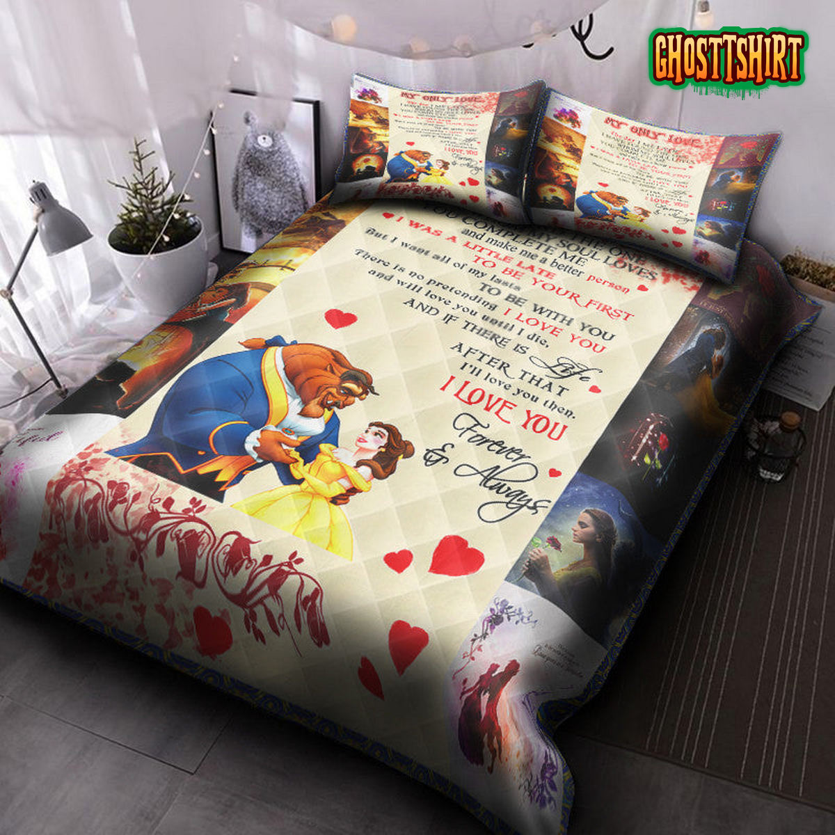 Beauty And The Beast Love Quilt Bed Set