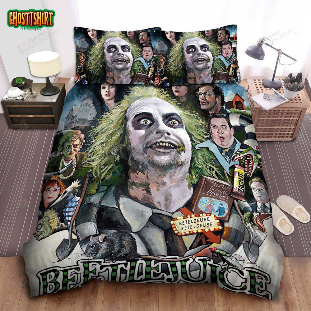 Beetlejuice Characters Acrylic Painting Bed Sheets Spread Comforter Duvet Cover Bedding Set