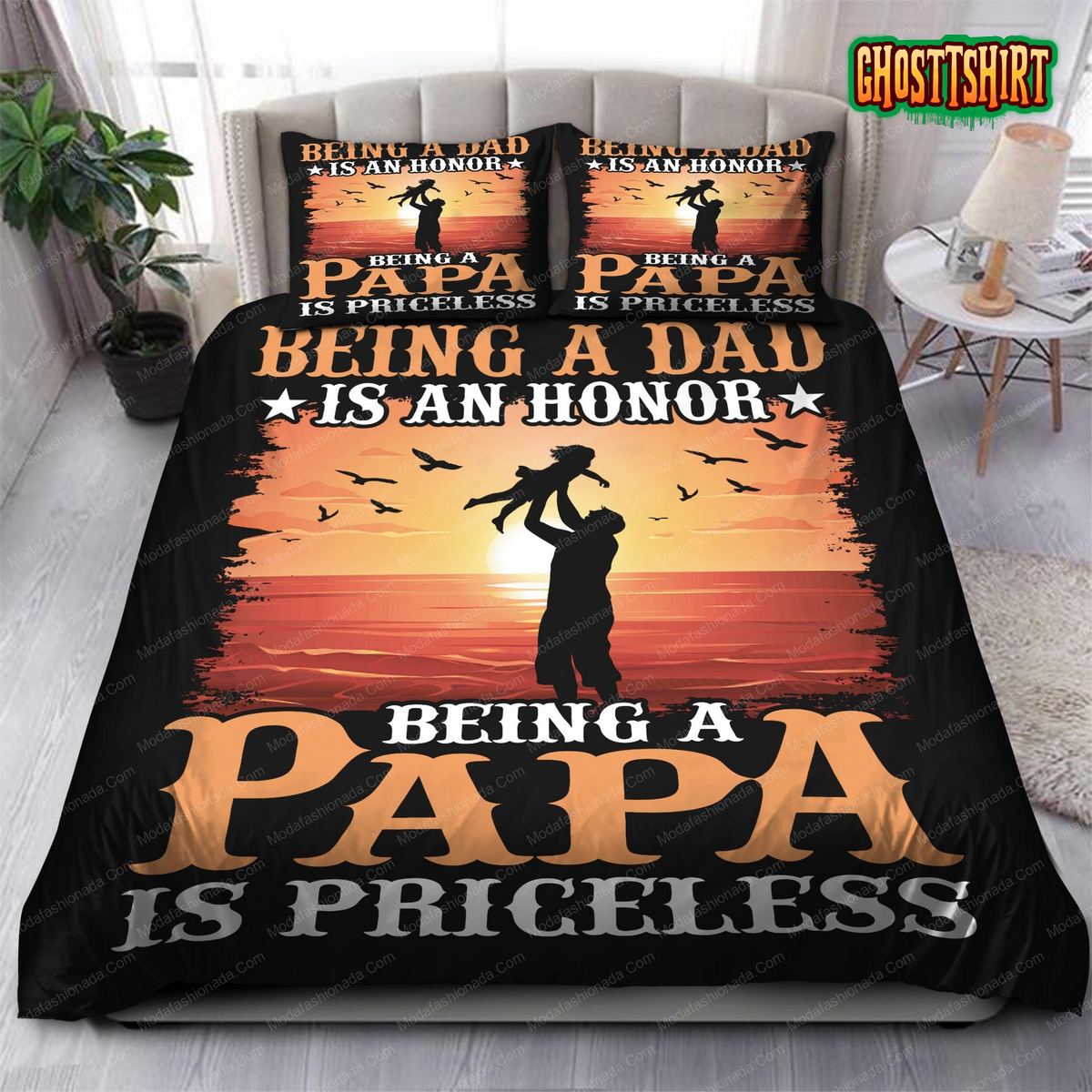 Being A Dad Is An Honor Being A Papa Is Priceless Bedding Set