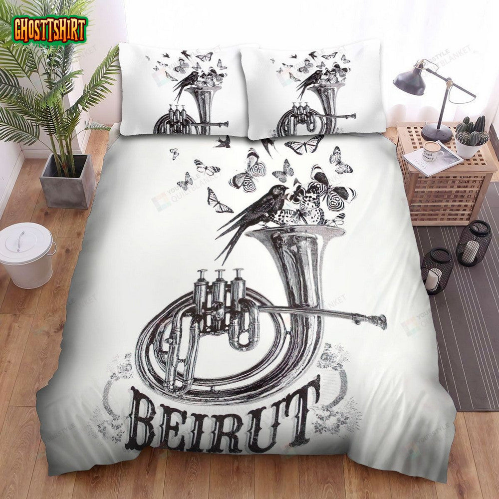 Beirut Band Black And White Art Poster Bed Sheets Spread Comforter Duvet Cover Bedding Set