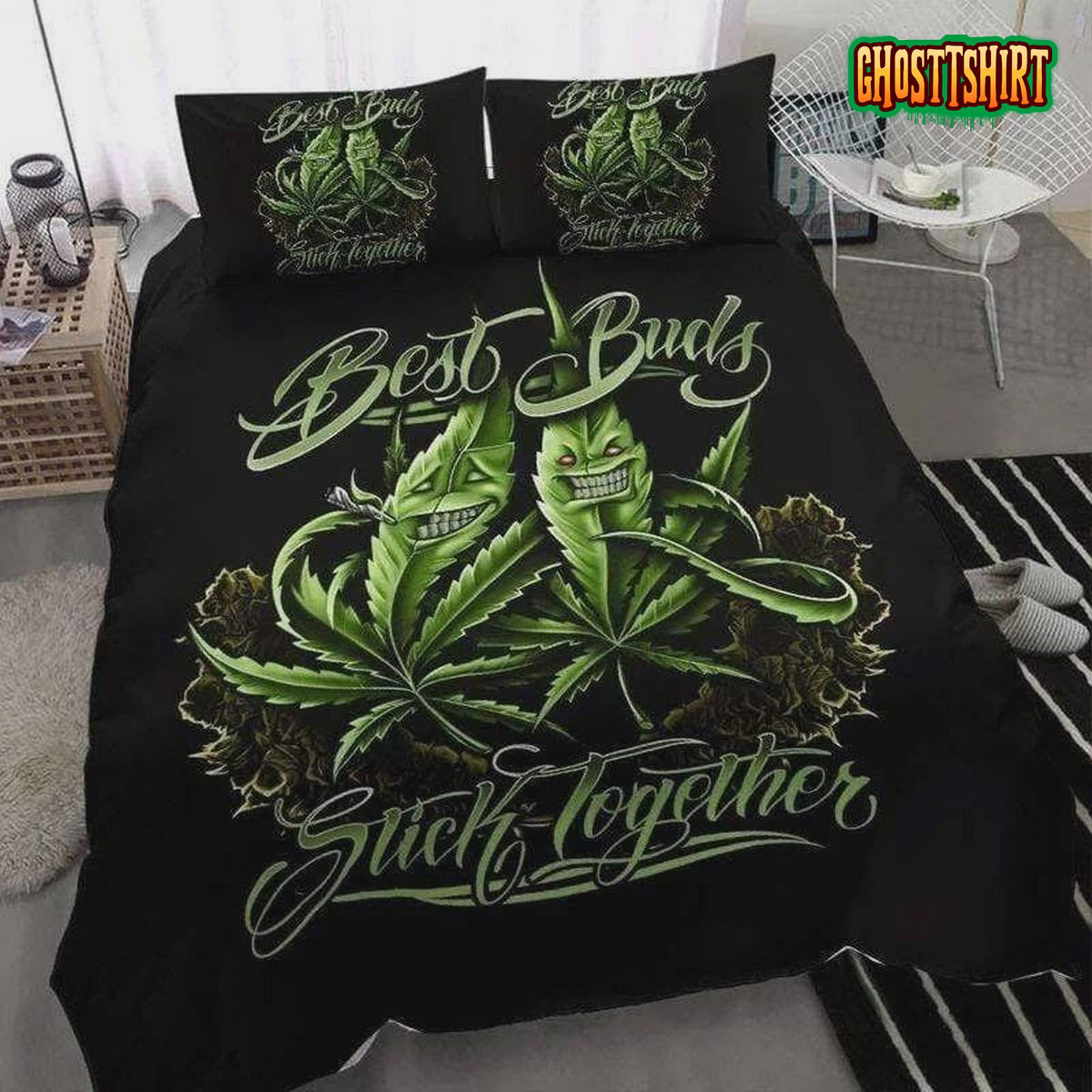 Best Buds Weed Stick Together Bed Sheets Duvet Cover Bedding Set