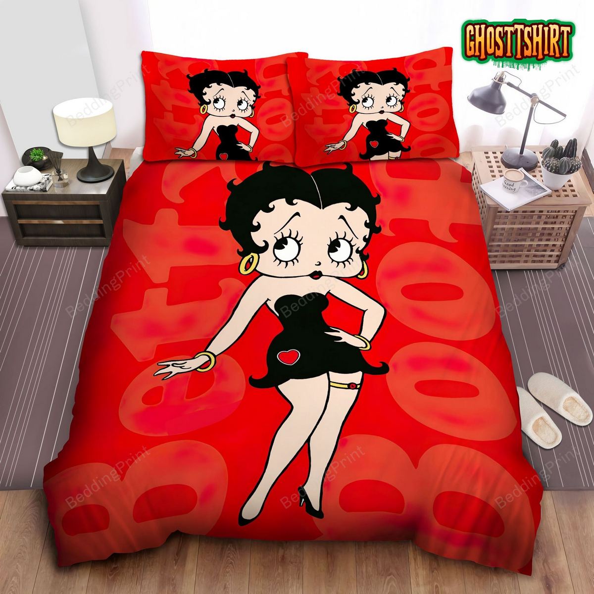 Betty Boop In Black Dress Bed Sheets Duvet Cover Bedding Set
