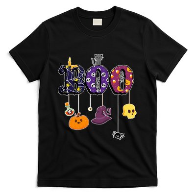 Boo Halloween Costume Spiders Ghosts Pumkin & Witch Hat T-Shirt