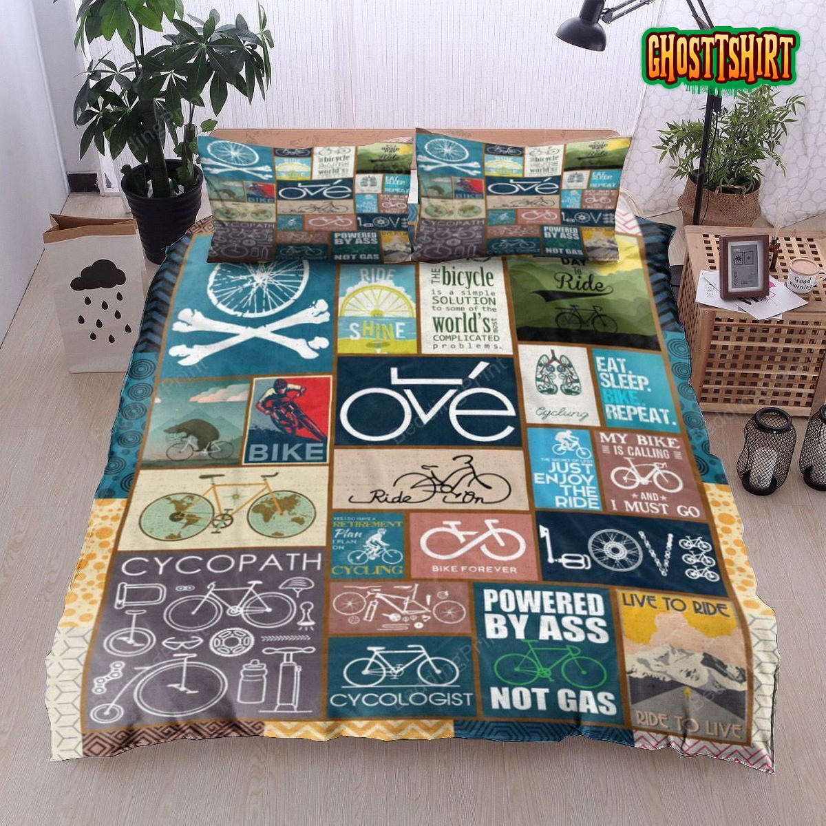 Bicycling My Bike Is Calling And I Must Go Bed Sheets Duvet Cover Bedding Set