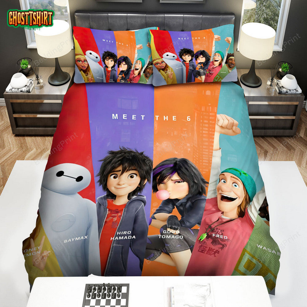 Big Hero 6 (2014) Meet The 6 Poster Bed Sheets Duvet Cover Bedding Set
