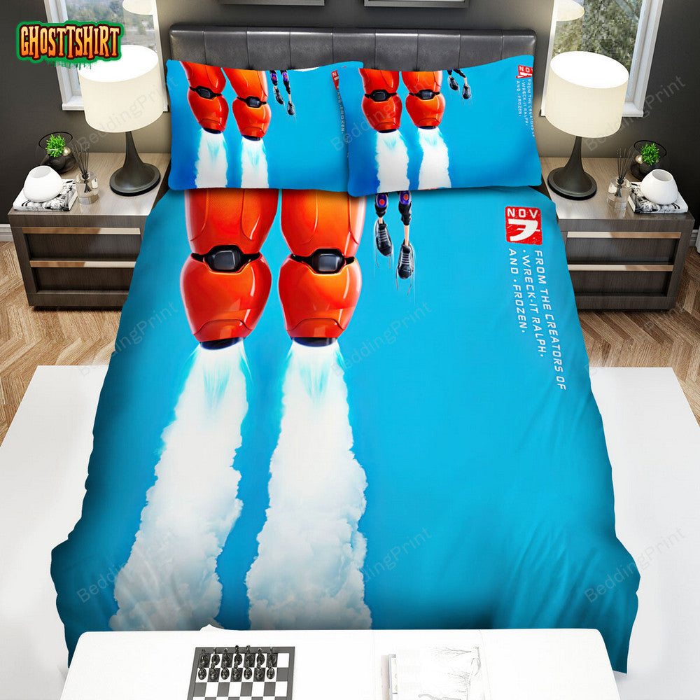 Big Hero 6 (2014) Movie Poster Fanart 3 Bed Sheets Duvet Cover Bedding Set